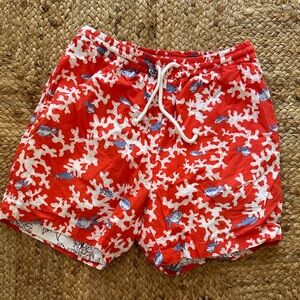 Coco Shop - Antigua Red Coral Pattern Men's Swim Shorts